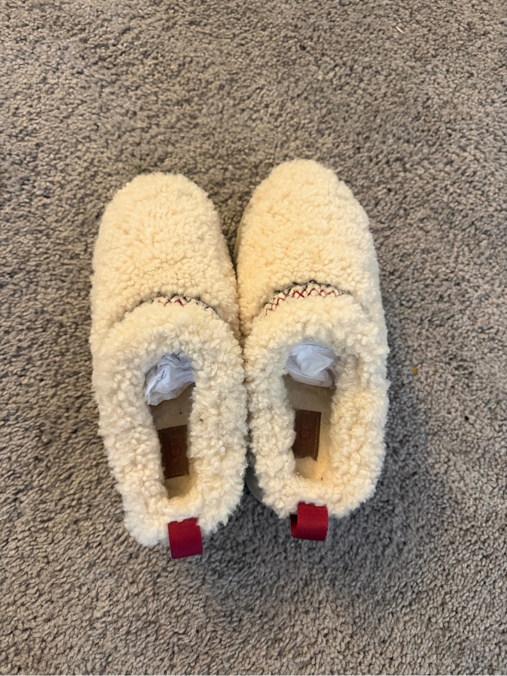 UGG Tazz Braid Natural Sherpa Ivory Fur Platform Clogs - Picture 4 of 14
